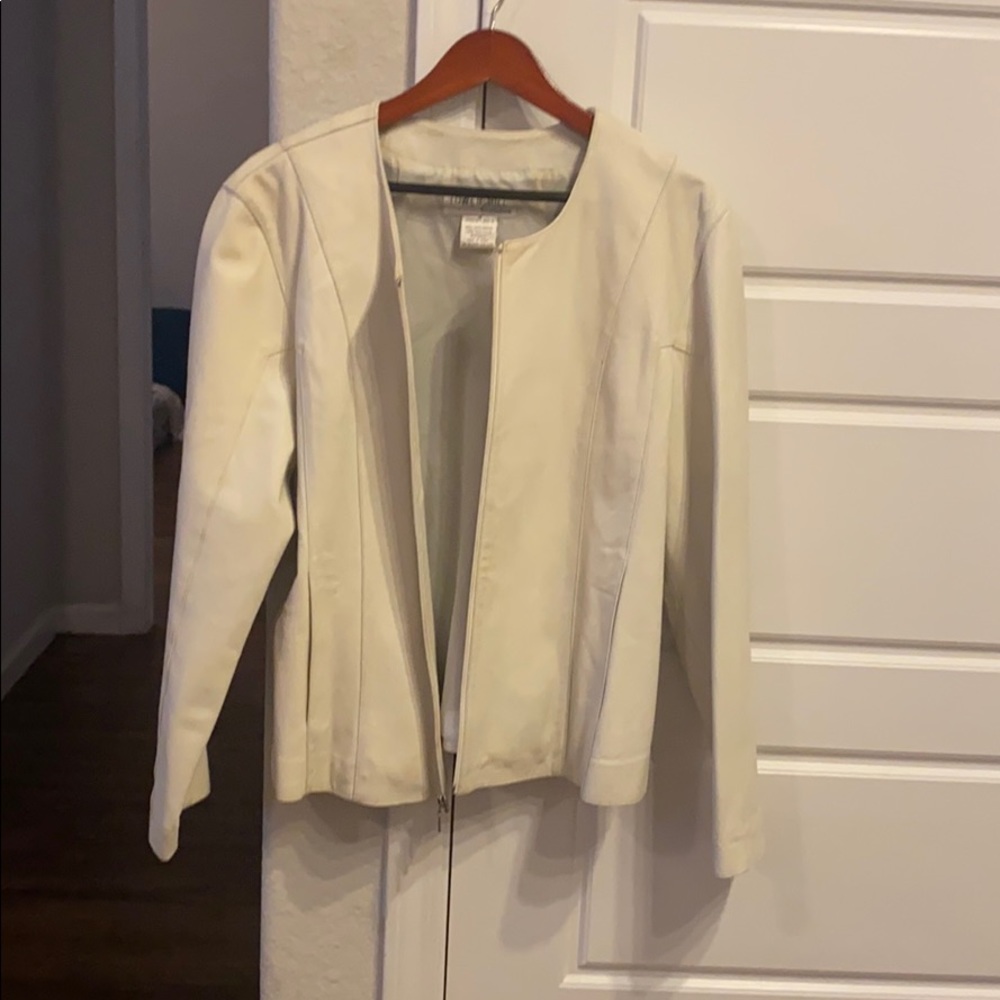Genuine white leather jacket